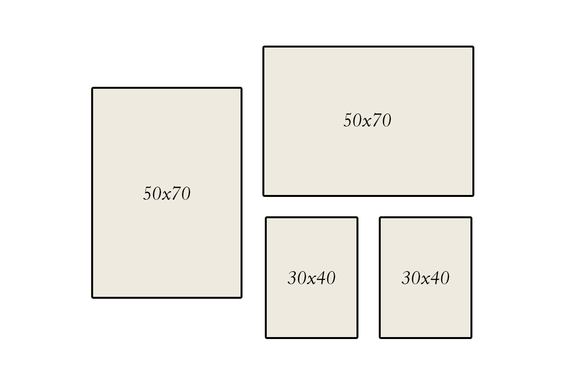 Izkārtojumi vidēja izmēra galerijas sienai 5 Izkārtojumi vidēja izmēra galerijas sienai 5