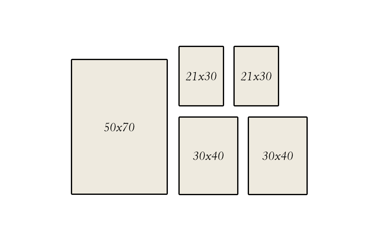 Izkārtojumi vidēja izmēra galerijas sienai 6 Izkārtojumi vidēja izmēra galerijas sienai 6